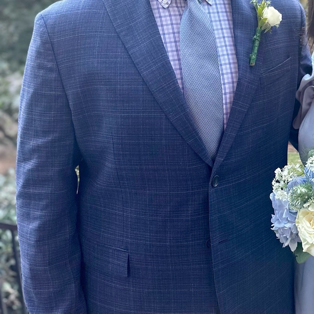 Men’s Navy Blue windowpane sport coat size 48 R